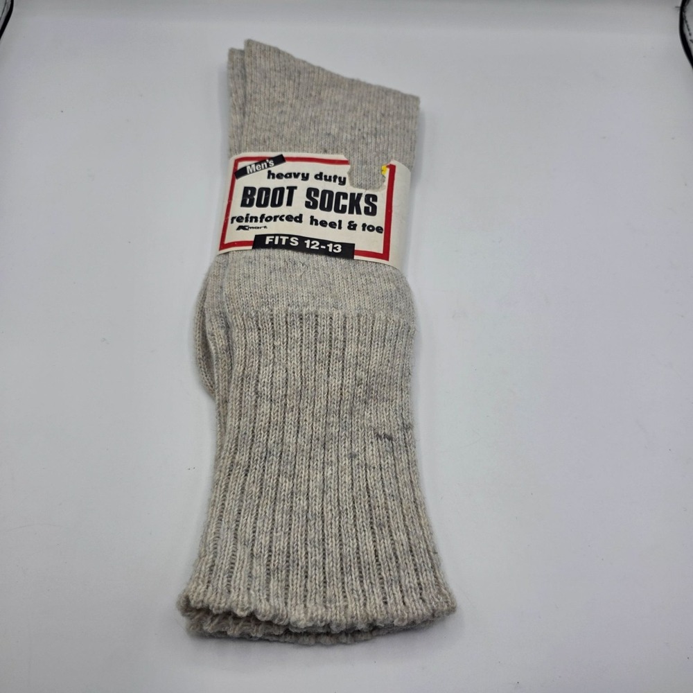 Kmart Men's Heavy Duty Boot Socks Reinforced Heel‎ Toe Oatmeal Fits 12-13 New